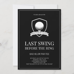 Laatste Swing Zwart en Wit Golf Bachelor Party Kaart