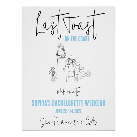 Laatste Toast aan de Kust Afscheidscadeau Bruidsfe Perfect Poster (Voorkant)