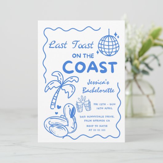 Laatste Toast Aan De Kust Bachelorette Weekend Kaart (Staand voorkant)