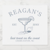 "Laatste toast aan de kust" Beach Bachelorette-fee Sparkling Wijnetiket (Enkel label)