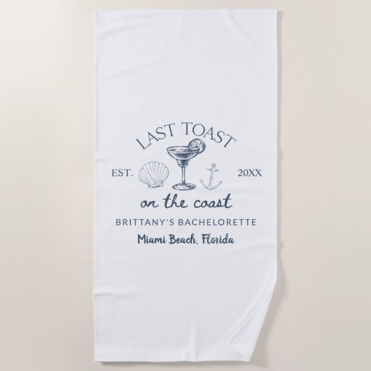 Laatste Toast Aan De Kust Beach Bachelorette Party Strandlaken (Voorkant)