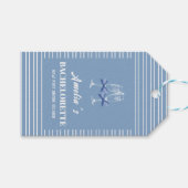 Laatste toast aan de kust blauwe vrijgezellenfeest cadeaulabel (Voorkant (Horizontaal))