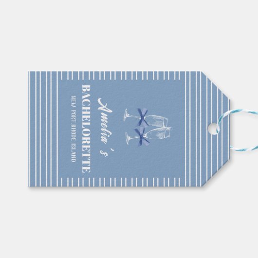 Laatste toast aan de kust blauwe vrijgezellenfeest cadeaulabel (Voorkant (Horizontaal))