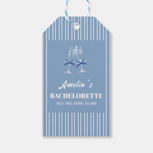 Laatste toast aan de kust blauwe vrijgezellenfeest cadeaulabel (Achterkant)