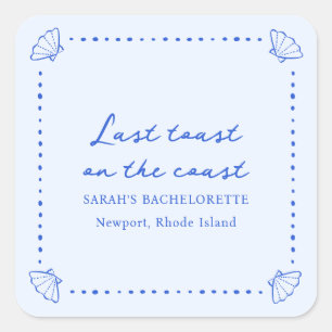 Laatste toast aan de kust - Blue Shell Bachelorett Vierkante Sticker