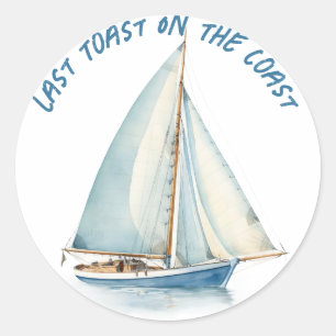 Laatste Toast Aan De Kust Bruidsuitnodiging Sticke Ronde Sticker