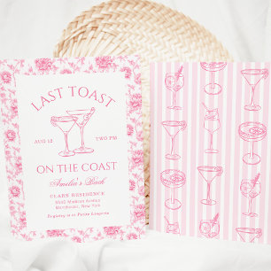 Laatste Toast Aan De Kust Roze Bloemenkrans Meisje Kaart