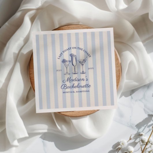 Laatste Toast Aan De Kust Stofblauw Gestreepte Servet