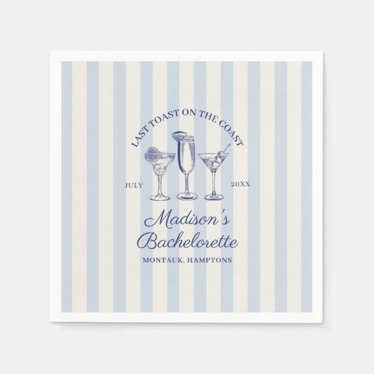 Laatste Toast Aan De Kust Stofblauw Gestreepte Servet (Voorkant)