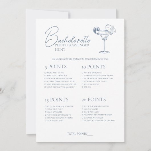 Laatste Toast Bachelorette Spel Scavenger Hunt Kaa Kaart (Voorkant)