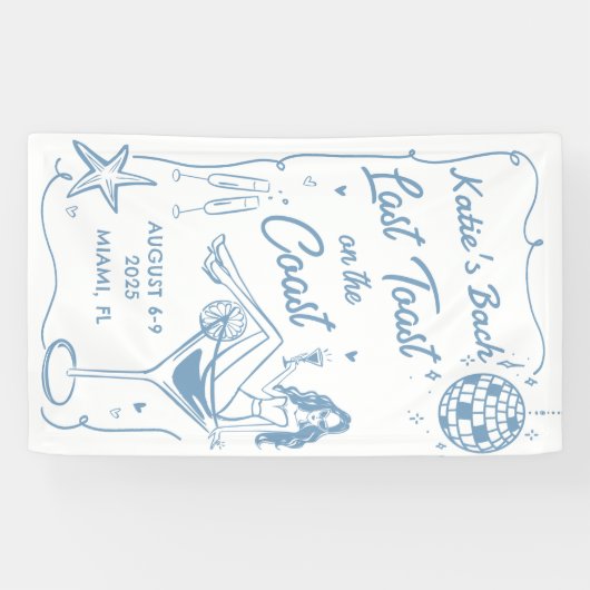 Laatste Toast Beach Bachelorette Weekend Banner (Horizontaal)