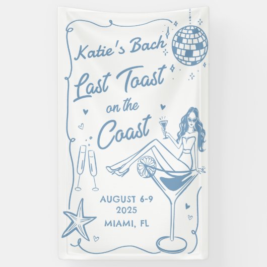 Laatste Toast Beach Bachelorette Weekend Banner (Verticaal)