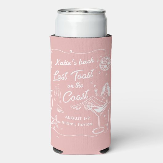 Laatste Toast Beach Roze vrijgezellenfeest Seltzer Blikjeskoeler (Seltzer Achterkant)