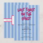 Laatste Toast Blauw Gestreepte Bachelorette met QR Kaart (Voorkant / Achterkant)