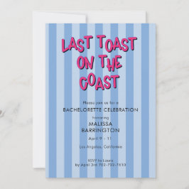 Laatste Toast Blauw Gestreepte Bachelorette met QR Kaart