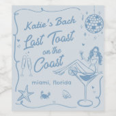 Laatste Toast Coast Beach Bachelorette Feest Wijn Etiket (Enkel label)