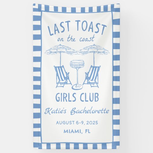 Laatste Toast Coast Beach Blauw vrijgezellenfeest Spandoek (Verticaal)