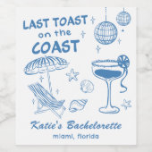 Laatste Toast Coast Beach Blauw vrijgezellenfeest Wijn Etiket (Enkel label)