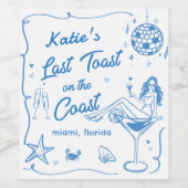 Laatste Toast Coast Beach Blauwe Bachelorette Fees Wijn Etiket (Enkel label)
