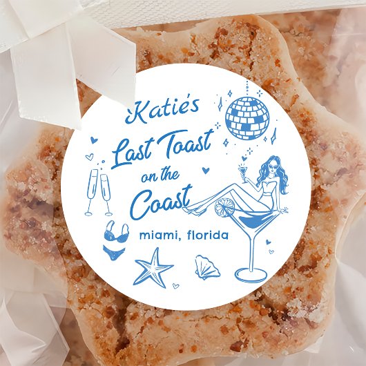 Laatste Toast Coast Beach Blue Bachelorette Sticke Ronde Sticker