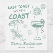 Laatste Toast Coast Beach Groene vrijgezellenfeest Wijn Etiket (Enkel label)