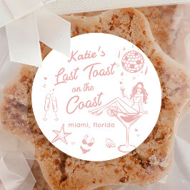Laatste Toast Coast Beach Roze Bachelorette Sticke Ronde Sticker