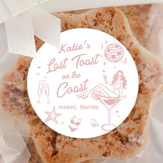Laatste Toast Coast Beach Roze Bachelorette Sticke Ronde Sticker