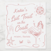 Laatste Toast Coast Beach Roze Meidenavakanting Wijn Etiket (Enkel label)
