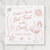 Laatste Toast Coast Beach Roze vrijgezellenfeest Bedankjes Labels (Voorkant)