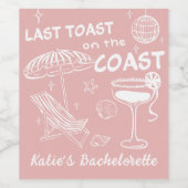 Laatste Toast Coast Beach Roze vrijgezellenfeest Wijn Etiket