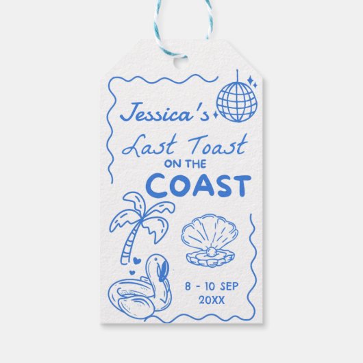 Laatste Toast Coast Beach vrijgezellenfeest Cadeaulabel (Achterkant)