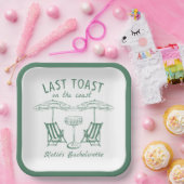 Laatste Toast Coast Green Bachelorette Party Papieren Bordje (Feest)