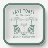Laatste Toast Coast Green Bachelorette Party Papieren Bordje (Voorkant)