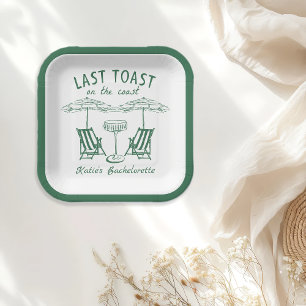 Laatste Toast Coast Green Bachelorette Party Papieren Bordje