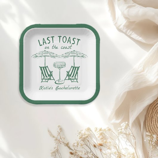 Laatste Toast Coast Green Bachelorette Party Papieren Bordje