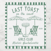 Laatste Toast Coast Handgetekende Groene Bachelore Wijn Etiket (Enkel label)