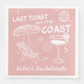 Laatste Toast Coast Roze Handgetekende Bachelorett Servet (Voorkant)
