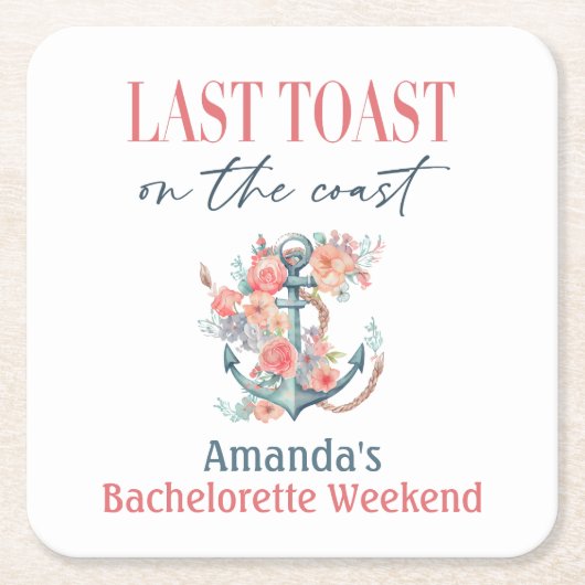 Laatste Toast Coastal Bachelorette Weekend Decor Kartonnen Onderzetters (Voorkant)