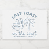 Laatste Toast de Coast Bachelorette Mini Champagne Sparkling Wijnetiket (Enkel label)