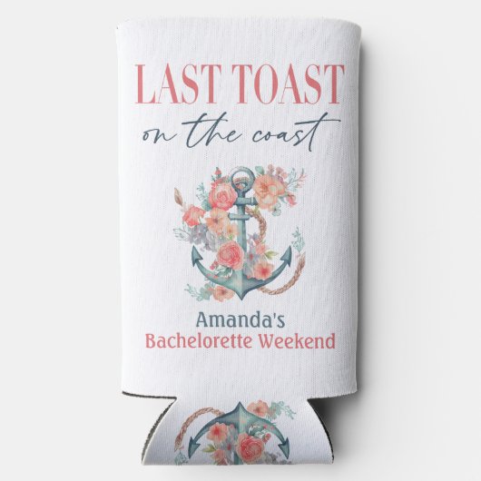 Laatste Toast Kust Bachelorette Weekend Decoratie Seltzer Blikjeskoeler (Achterkant)