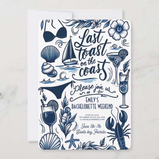  Laatste toast kust Bachelorette Weekend Kaart (Voorkant)