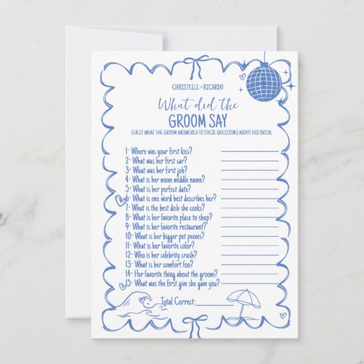 Laatste Toast Op bruidegom trivia vrijgezellenfees Aankondiging (Voorkant)