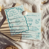 Laatste toast op de Coast Aqua Bachelorette Weeken Kaart