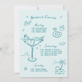 Laatste toast op de Coast Aqua Bachelorette Weeken Kaart (Achterkant)