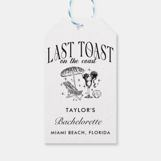 Laatste Toast op de Coast Bachelorette Party Cadeaulabel (Achterkant)