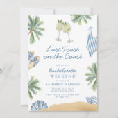 Laatste Toast op de Coast Bachelorette Party Kaart (Voorkant)