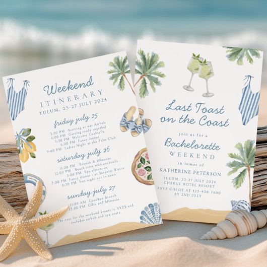 Laatste Toast op de Coast Bachelorette Party Kaart