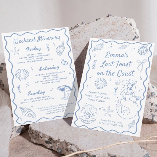 Laatste Toast op de Coast Bachelorette Party Kaart