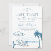 Laatste Toast op de Coast Bachelorette Party Kaart (Voorkant)