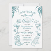 Laatste Toast op de Coast Bachelorette Party Kaart (Voorkant)